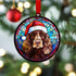 Cocker Spaniel Chocolate in Santa Hat Suncatcher Decoration